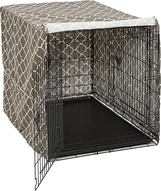 MidWest Homes for Pets Dog Crate Cover, Privacy Dog Crate Cover Fits Midwest Dog Crates, Crate Cover Only; Machine Wash & Dry; Brown Geo Print; 42 inch