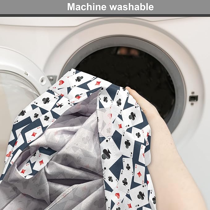 Lunarable Casino Dog Crate Cover, Realistic Style Random Scattered Playing Cards Leisure Time Hobby Games, Easy to Use Pet Kennel Cover for Cats & Medium Dogs, 24 Inch, Cadet Blue Black Red