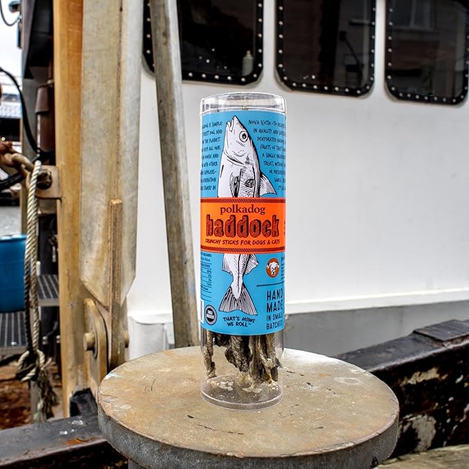 Polkadog Haddock Skins Dog & Cat Treats, Cat Snacks – Crunchy, All-Natural Treats for Dogs, Cats – Savory, Crunchy Puppy Snacks – Sustainable N. Atlantic Haddock Skin – 2 oz.