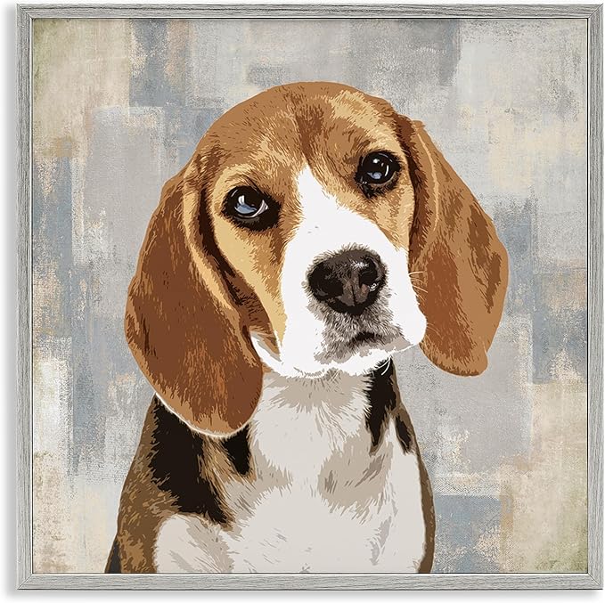 Stupell Industries Dog Beagle Patiently Waiting Abstract Backdrop Pet Collage, Design by Keri Rodgers