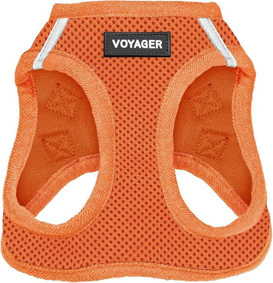 Voyager Step-in Air Dog Harness - All Weather Mesh, Reflective, No Pull Harness for Small, Medium Dogs, Cats - Secure with Hook & Loop Fastener, Buckle, Double D-Rings - Orange, L