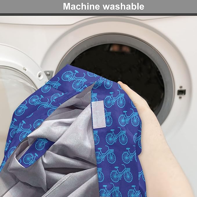 Lunarable Contemporary Blue Dog Crate Cover, Repetitive Pattern with Silhouette Style Bicycles, Easy to Use Pet Kennel Cover for Cats & Medium Dogs, 24 Inch, Dark Violet Sky Blue