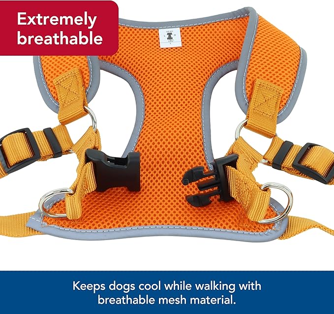 Coastal Pet Comfort Soft Reflective Wrap Adjustable Dog Harness - No-Pull Dog Harness for Small & Large Dogs - Sunset Orange - 1" x 28"–36"