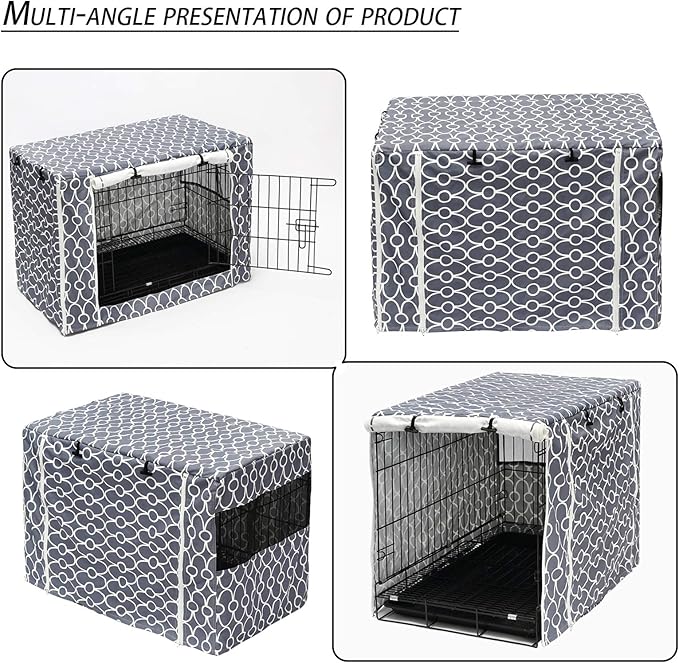 Pethiy Dog Crate Cover Durable Polyester Pet Kennel Cover Universal Fit for Wire Dog Crate - Fits Most 36 inch Dog Crates - Cover only-Gray-36