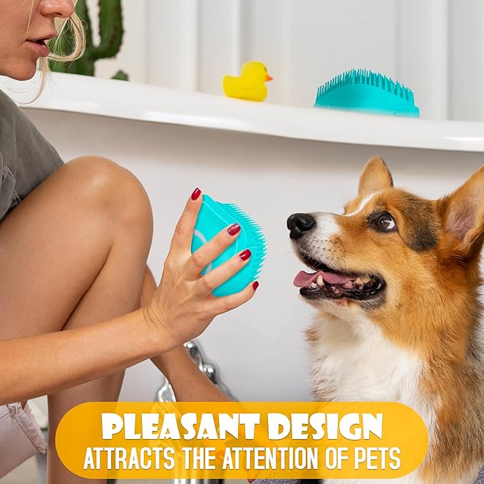2Pcs Dog Bath Brush Scrubber - Dog Bath Brush with Soap Dispenser Dog Soap Scrubber Pet Bath Brush Pet Shampoo Brush for Dogs Bath - Dog Shampoo Brush