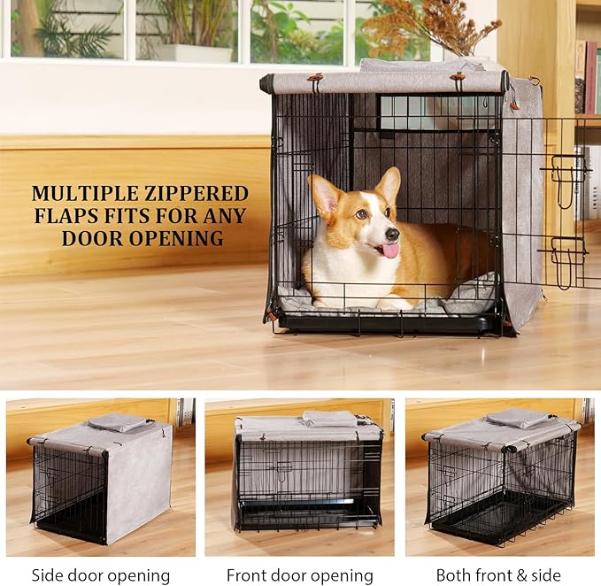 600D Dog Crate Cover, Waterproof Pet Kennel Cover with Storage Bag, Dog Cage Cover Fit for 24 Inch Wire Crate, 24 Inches, Gray (Cover Only)