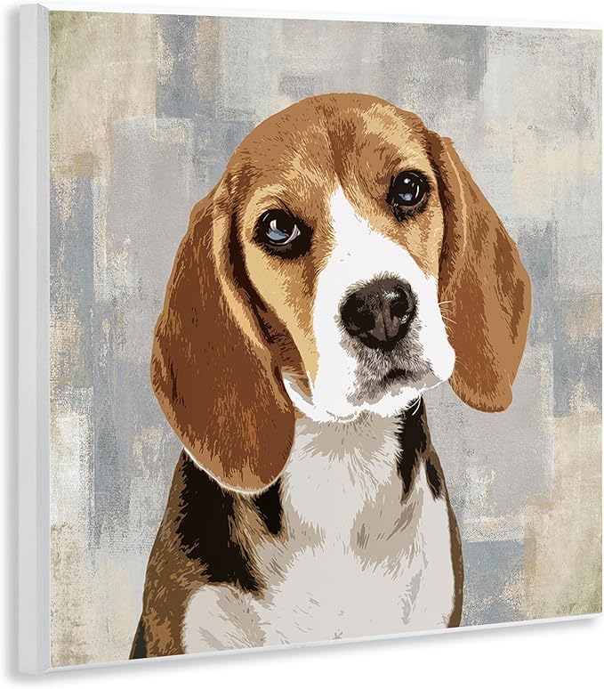 Stupell Industries Dog Beagle Patiently Waiting Abstract Backdrop Pet Collage, Design by Keri Rodgers