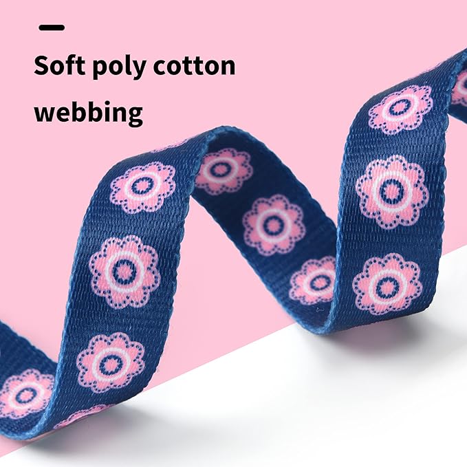 Mile High Life Dog Collar | Cute Puppy Collars | Lightweight Girl Dog Collar | Soft Boy Dog Collars | w Geometric Plaid Wave Line Pattern (Pink Flower, Medium)