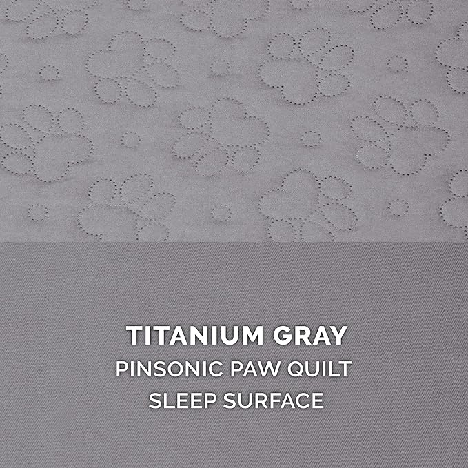 Furhaven Memory Foam Dog Bed for Medium/Small Dogs w/ Removable Bolsters & Washable Cover, For Dogs Up to 35 lbs - Pinsonic Quilted Paw L Shaped Chaise - Titanium, Medium