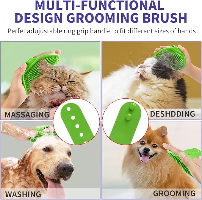 Comotech 3PCS Dog Bath Brush | Dog Shampoo brush | Dog Scrubber for Bath | Dog/Grooming/Washing Brush Scrubber (Purple Green Orange)