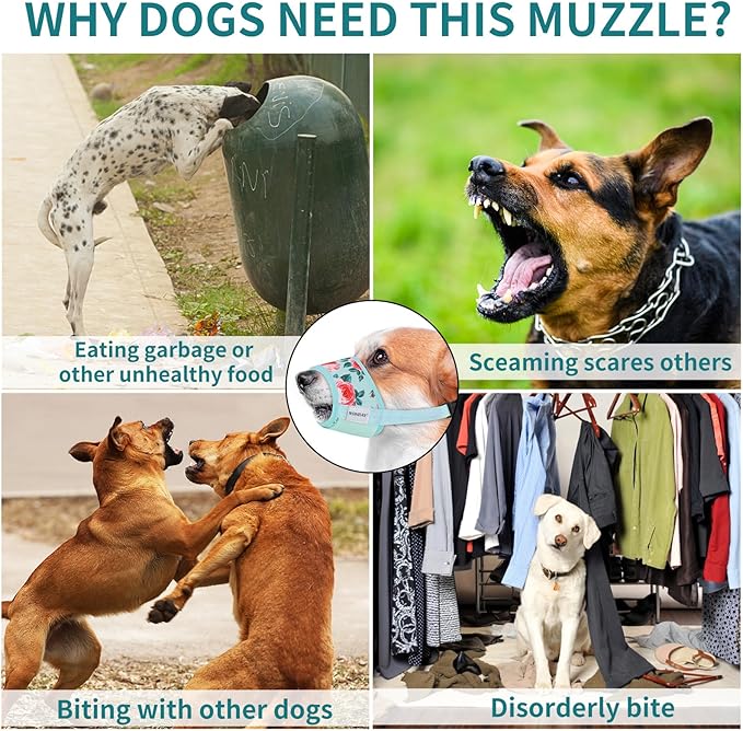 Dog Muzzle for Small Medium Large Dogs, Dog Muzzles for Biting Barking and Chewing Puppy Muzzle Nylon Soft Mesh Breathable Adjustable Loop Muzzle Anti-Dropping (Blue, XL)