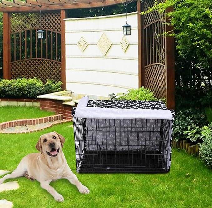 Dog Crate Cover for Wire Crates, Fits Most 42" inch Dog Crates. Easy to Put On, Take Off, and Adjust - Cover only - Black -42 Inch