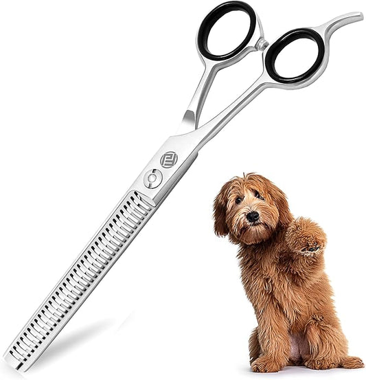 Professional Dog Grooming Thinning Scissors/Blender Shears for Dogs, Cats & Pets (Right Handed, Stainless Steel 7.5 Inch)