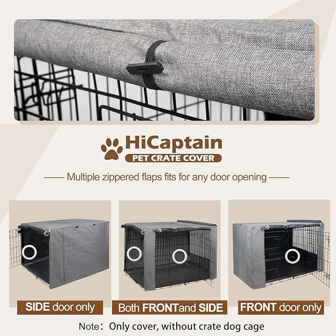HiCaptain Folding Metal Dog Crate Cover for 30 Inch Wire Pet Cage(Two-Tone Gray)