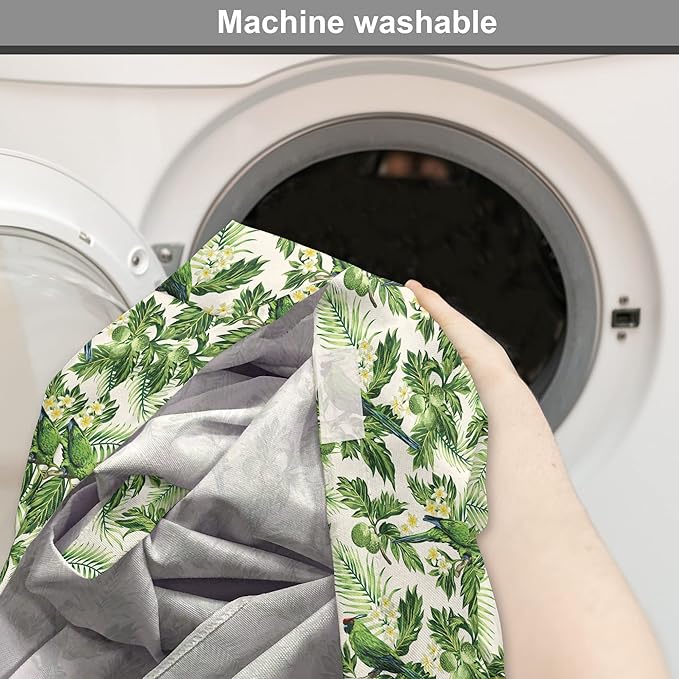 Lunarable Green Dog Crate Cover, Exotic Tropic Pattern with Palm Leaves Breadfruits Plumeria Flowers and Parrots, Easy to Use Pet Kennel Cover for Cats & Medium Dogs, 24 Inch, Lime Green Cream