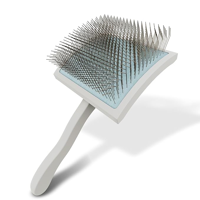 Soft-Touch Slicker Brush – Cream White – Gentle Detangling Brush for Poodles & Long-Haired Breeds