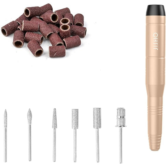 JISHO Nail Drill, Portable Electric Nail Drill Machine for Acrylic Nail Kit, Cordless with Max 15000 RPM, 12 in 1 Kit Electric Nail File Efile Nail Drill Gift for Beginner and Professional (Yellow)