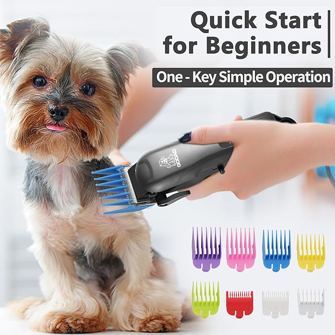 Dog Clippers for Grooming, Cordless,Low Noise, Electric Quiet,Rechargeable, Pet Hair Clippers for Thick Coats, Dog Trimmer Grooming Kit, Shaver for Small and Large Dogs Cats,Black
