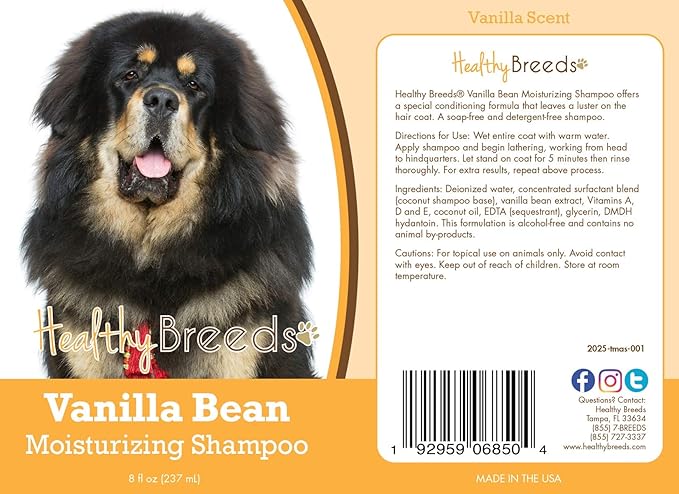 Healthy Breeds Tibetan Mastiff Vanilla Bean Moisturizing Shampoo 8 oz