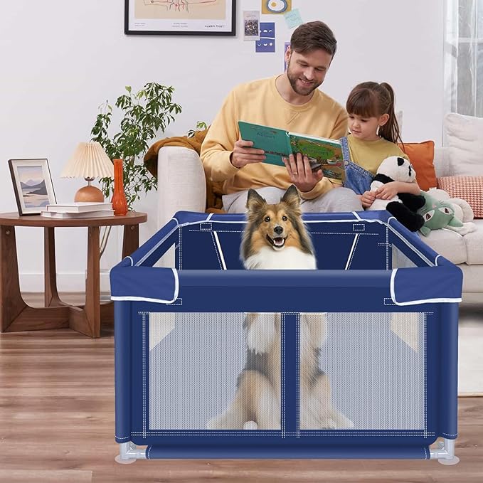42x42x26 Inches Dog Playpens，Puppy Playpen with Gate for Puppies or Small Dogs, Dog Fence Pet Playpen for Indoor & Outdoor