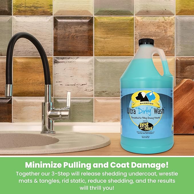 Best Shot Ultra Dirty Wash Shampoo, Coat and Skincare Product for Dogs and Cats, Soap-Free, Quick-Rinsing, Refreshing Agree Musk Fragrance, 1 Gallon