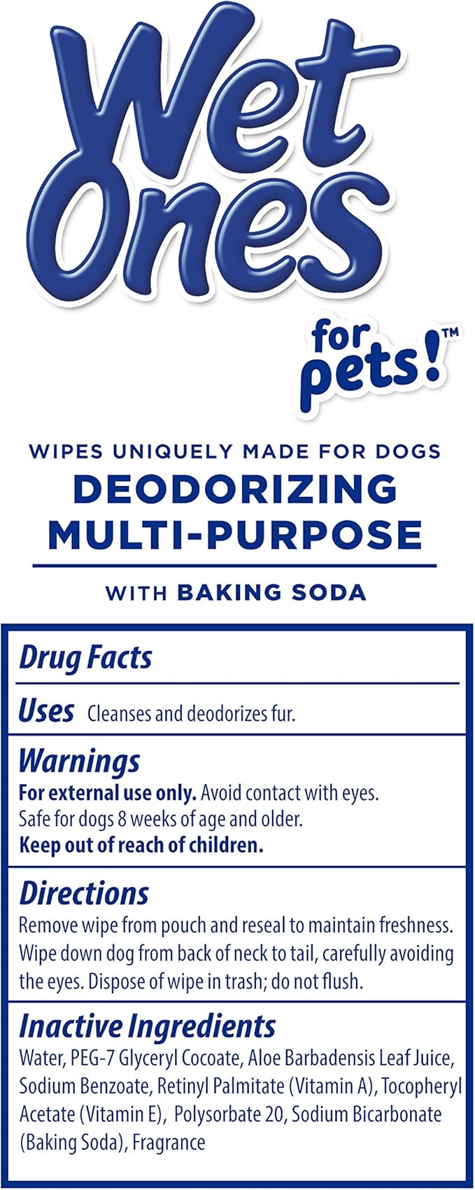 Wet Ones for Pets Desmellizing Multi-Purpose Dog Wipes with Baking Soda Dog Desmellizing Wipes for All Dogs in Tropical Splash Scent, Wet Ones Wipes for Desmellizing Dogs (Pack of 12,1200 Count Total)