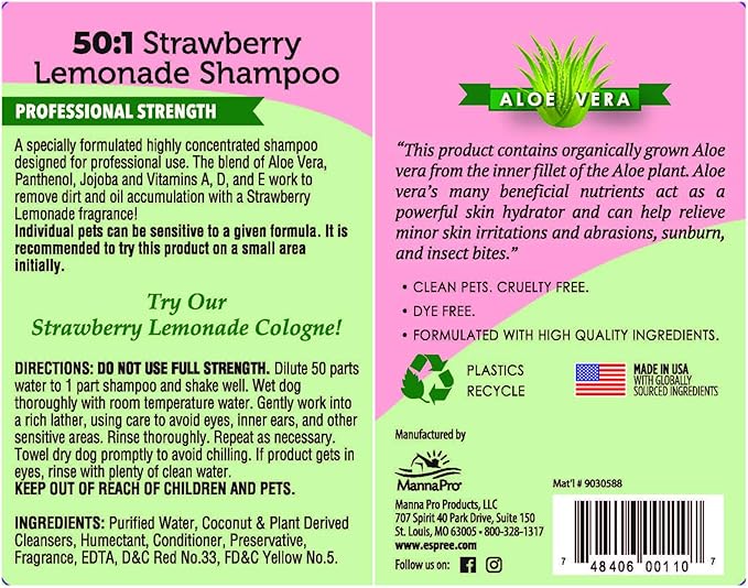 Espree 50:1 Pet Shampoo, Strawberry Lemonade