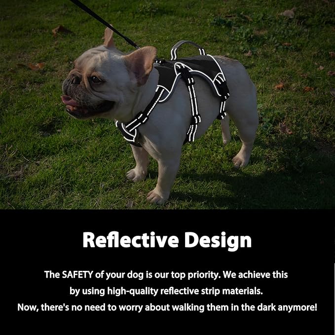 Escape Proof Dog Harness, Escape Artist Harness, Reflective Dog Harness with Handle, Durable,Adjustable Vest for Small Medium Large Dogs Walking, Training, and Running Gear(Black, L)