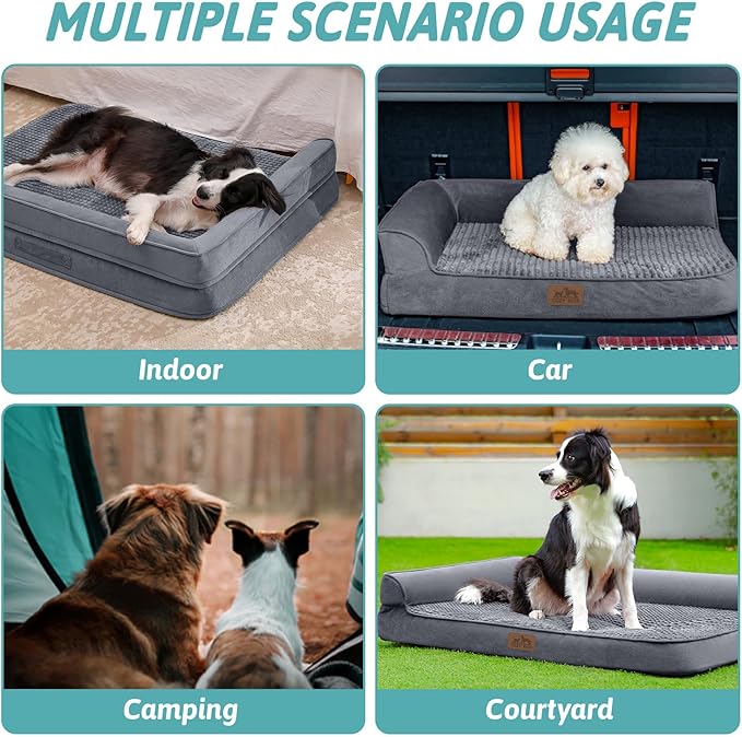 Orthopedic Dog Bed for Medium Dogs,Waterproof Dog Sofa Beds Medium, Supportive Foam Pet Couch Bed with Removable Washable Cover,Waterproof Lining and Nonskid Bottom,Grey(M,36" L x 27" W x 7.5" Th)