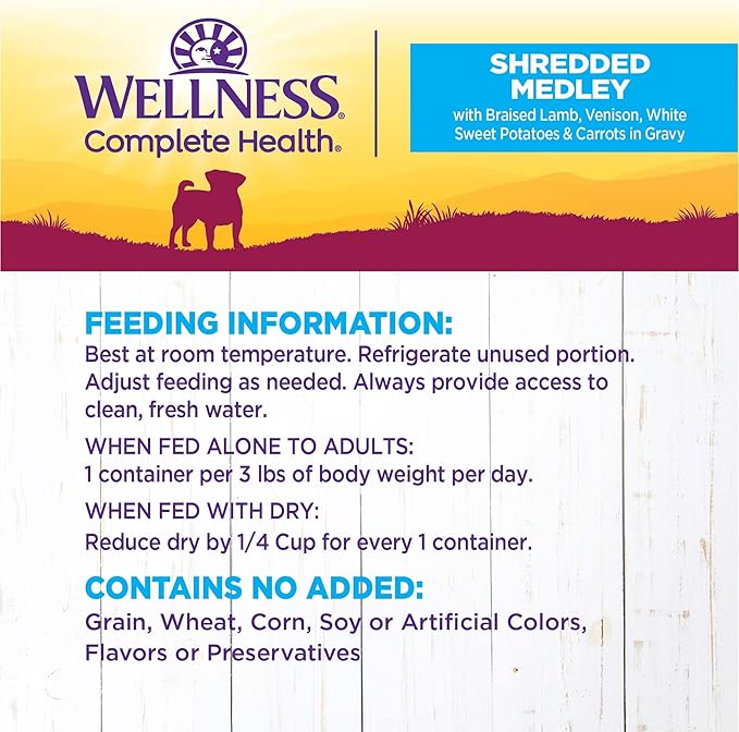 Wellness Petite Entrées Shredded Medley With Braised Lamb, Venison, White Sweet Potatoes & Carrots, 3 Ounce (Pack of 12)