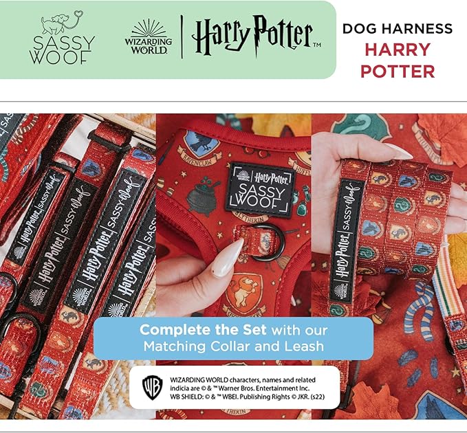 Dog Adjustable Harness - Harry Potter™ - M, Breathable Mesh, No Pull Design with Two D-Rings, Perfect for Medium Dogs