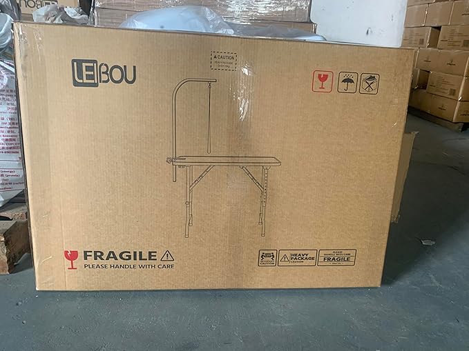 LEIBOU 36-inch Height Adjustable(23''~33.8'') and Foldable Pet Dog Grooming Table with Grooming Arm & Noose for Dog Cat Pet Grooming Maximum Capacity Up to 260lbs