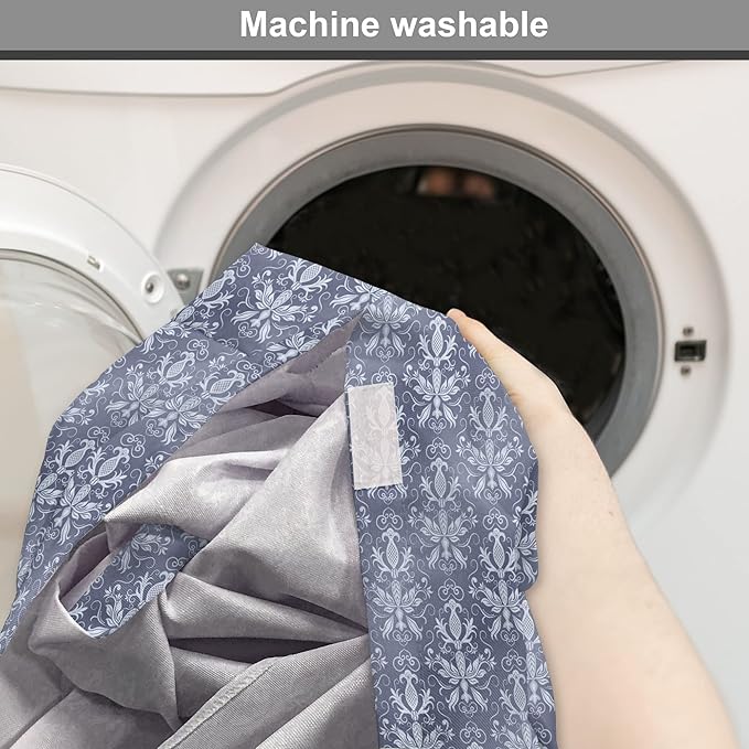 Lunarable Damask Dog Crate Cover, Medieval Repetitive Pattern with Flourish Ornaments, Easy to Use Pet Kennel Cover for Cats & Medium Dogs, 24 Inch, Purpleblue Ceil Blue