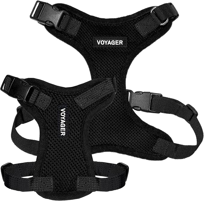 Voyager Step-in Lock Pet Harness - All Weather Mesh, Adjustable Step in Harness for Cats and Dogs by Best Pet Supplies - Black, S