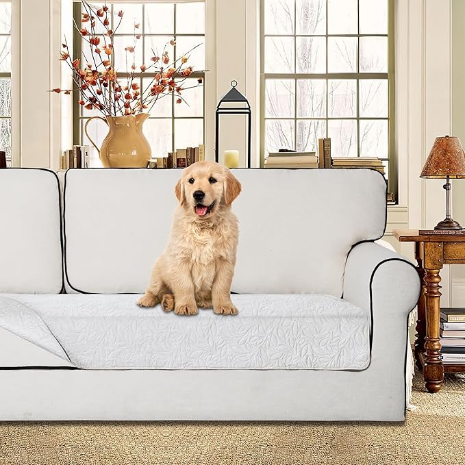 Easy-Going Waterproof Dog Bed Cover Reversible Leak Proof Pet Blanket Replacement Mat for Furniture Washable Couch Cover Sofa Cover for Dogs Cat(30x70 Inch, White/White)