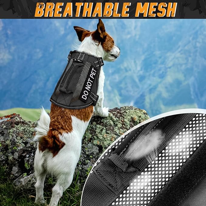 Tactical Dog Harness for Small Dogs, Breathable Mesh Dog Vest Tactical Puppy Harness with Handle, Reflective Military Dog Vests Harness for Outdoor Training Walking