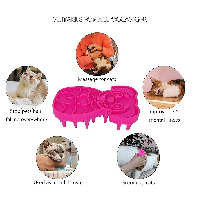 KIRTI Groom Brush,Massag Brush for Dogs, Cats, Small Animals and Pets with Short Hair Grooming Bathing Massaging and Deshedding Silicone Brush,Soft Rubber Bristles Pink