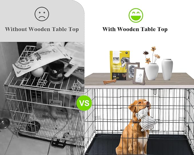 Deblue Dog Crate Table Topper, Dog Kennel Table Topper for 36 Inches Cage, Rustic Style Decorative Dog Crate Table Topper for 36 Inches Wire Crate - Grey