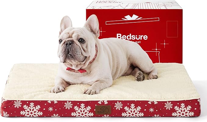 Bedsure Medium Dog Bed for Medium Dogs - Christmas Dog Bed, Orthopedic Waterproof Dog Beds with Removable Washable Cover