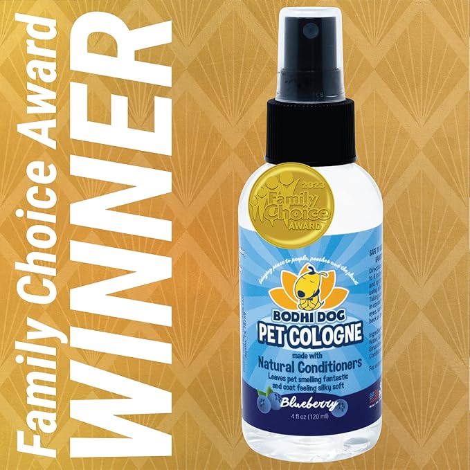 Bodhi Dog Natural Dog Cologne (Blueberry) - Premium Scented Deodorizing Pet Perfume with Conditioner for Dogs & Cats - Keeps Pets Fresh & Clean - Gentle and Safe Formula, Made in USA (4 Fl Oz)