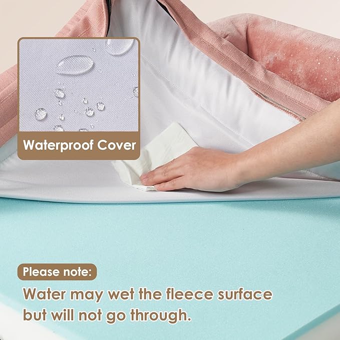 EHEYCIGA Orthopedic Dog Bed for Small Dogs, Waterproof Memory Foam Small Dog Beds with Sides, Non-Slip Bottom and Egg-Crate Foam Medium Dog Couch Bed with Washable Removable Cover, Dusty Pink