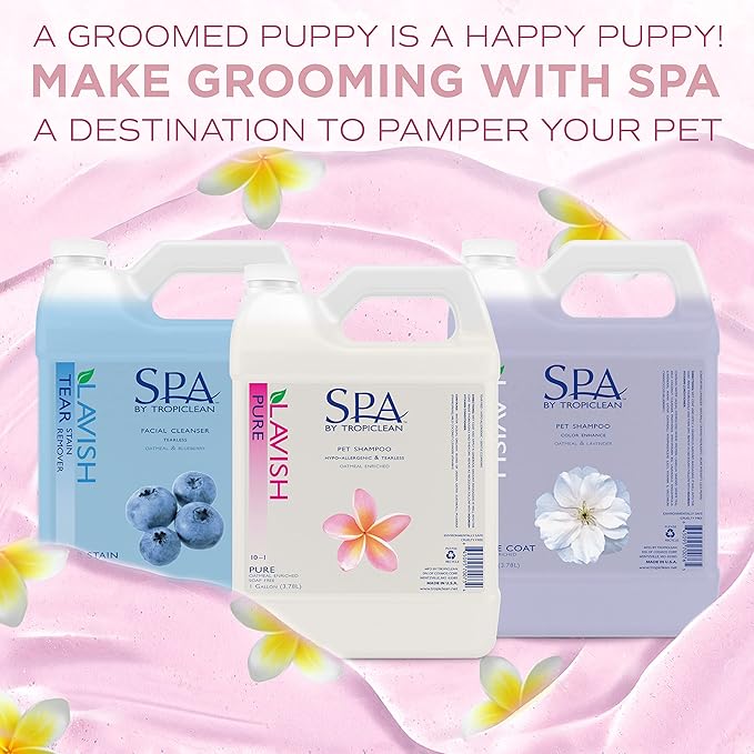 TropiClean SPA Lavish Dog Shampoo | Pure Tearless Hypoallergenic Dog Shampoo | Naturally Derived Salon Grade Ingredients | Made in the USA | 1 Gallon