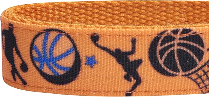 Blueberry Pet 5 Patterns Sports Fan Basketball Canvas Adjustable Dog Collar with Metal Buckle - Passion Orange, Neck 13-16.5", for Medium Breed