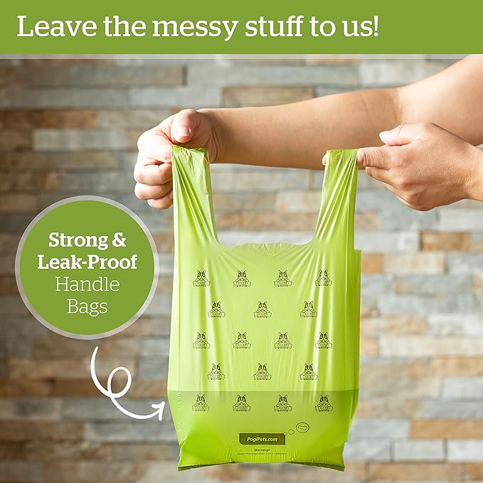 Pogi's 300 Unscented Dog Poop Bags w/Handles and 100 Plant-based Grooming Wipes Bundle