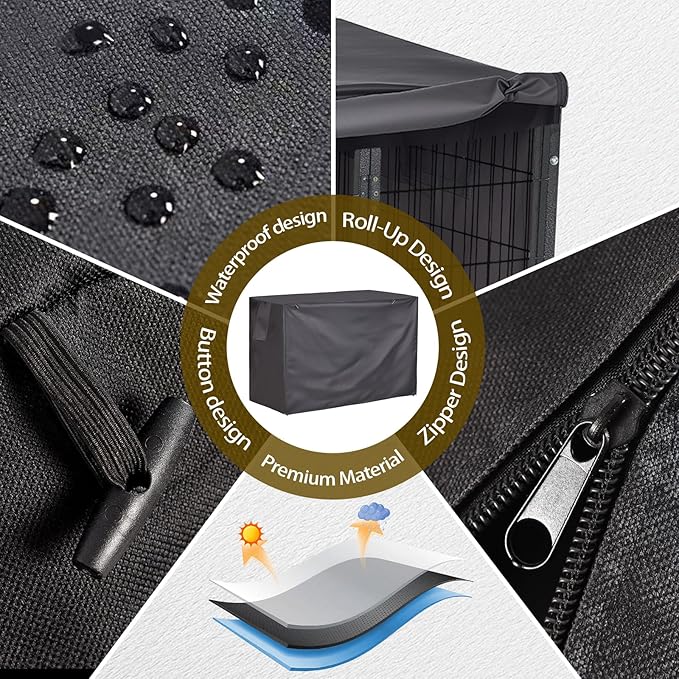 Dog Crate Cover 48 Inch Heavy Duty Durable 600D Polyester Insulated Dog Kennel Cover for Dog Cage, Dog Cage Cover Fit for Most Wire Pet Crates (ONLY Cover)