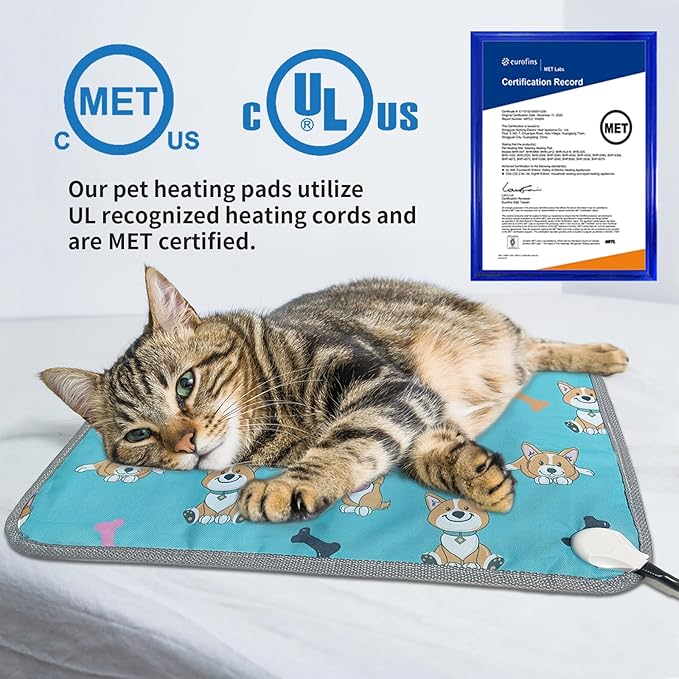 Dog Heating Pad 34x21in Waterproof Pet Heating Pad for Dogs Smart Thermostat Switch, Whelping Supplies Heated Dog Bed,Adding Wire Rope Wires Puppy Heating Pad Mat-Whelping Box for Dogs-Blue