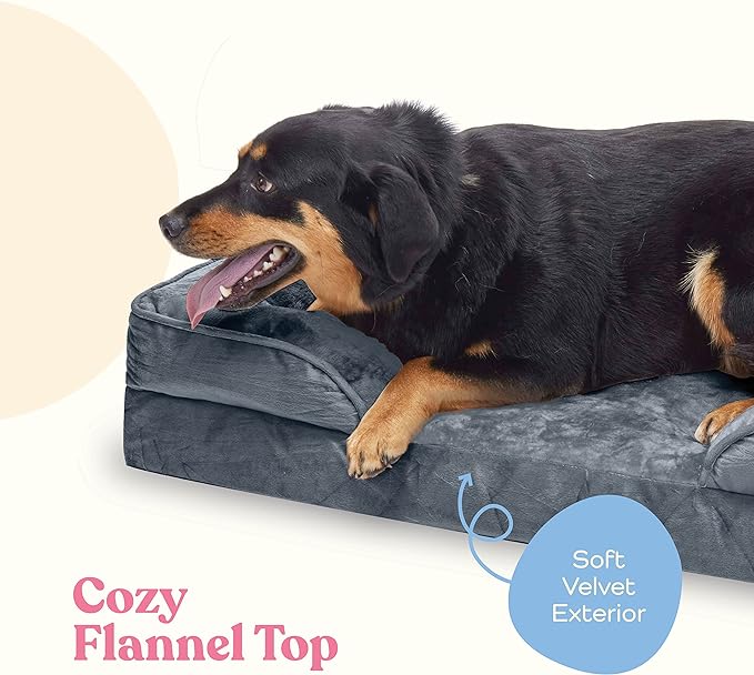 Orthopedic Sofa Dog Bed - Ultra Comfortable Dog Bed for Large Dogs - Breathable & Waterproof Pet Bed- Egg Foam Sofa Bed with Extra Head and Neck Support - (XX-Large, Gray)