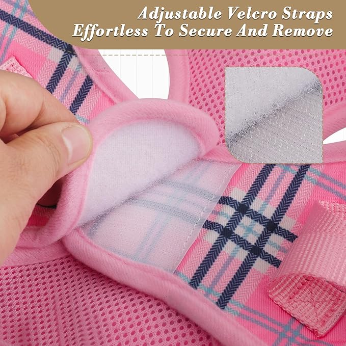Athena Collection Step-in Dog Harness with 5 ft Leash, Large Dog Harness Leash Set Large No Pull Dog Vest Harness with Reflective Strips Adjustable Velcro, Easy Walk Dog Harness, Pink