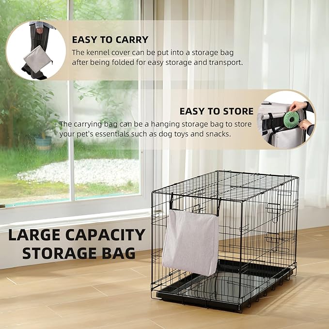 600D Dog Crate Cover, Waterproof Pet Kennel Cover with Storage Bag Fit for 36 Inch Wire Crate Dog Cage, 36 Inches, Beige
