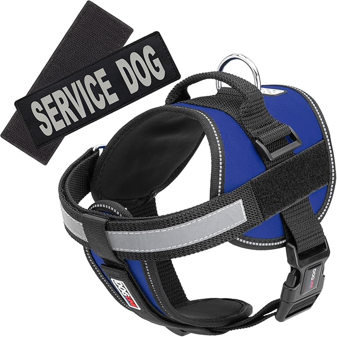 Dogline Unimax Service Dog Vest and Free Service Dog ID Badge with ADA Law, Medium, Blue